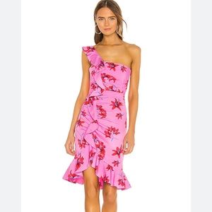 Likely Pink Floral One-Shoulder Mini Dress
